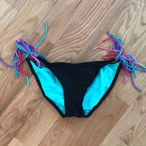 Black Bikini Bottoms with Colorful Strings